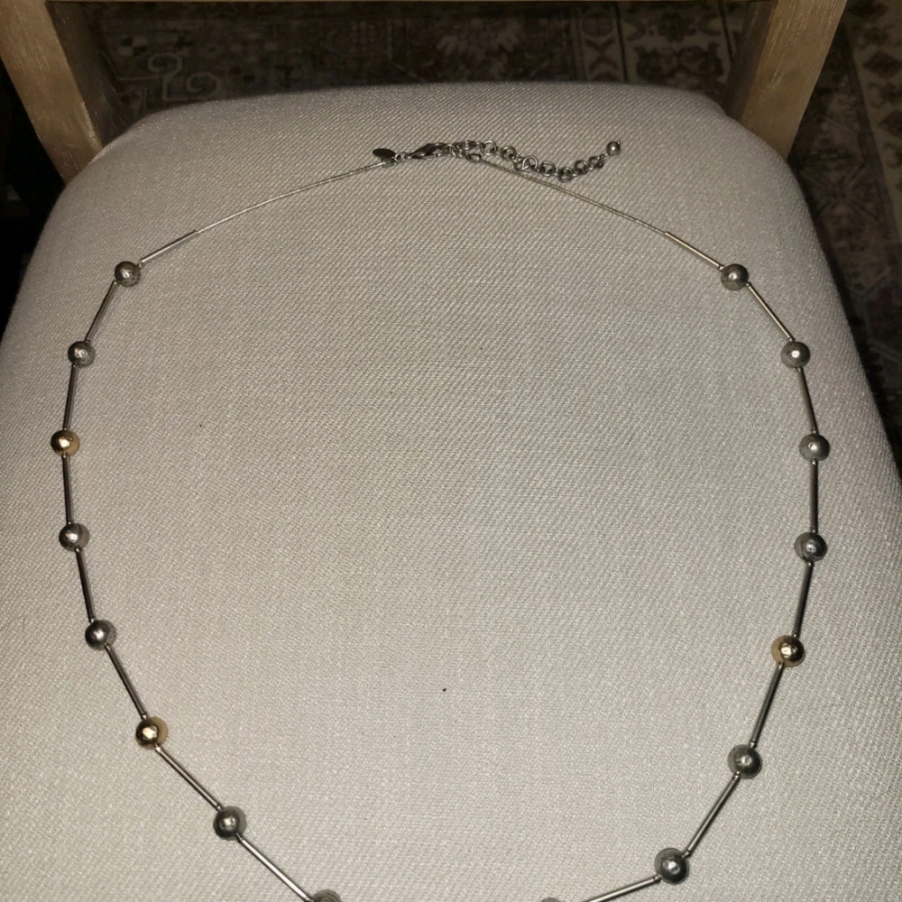 Elegant Silver and Gold Beaded Necklace